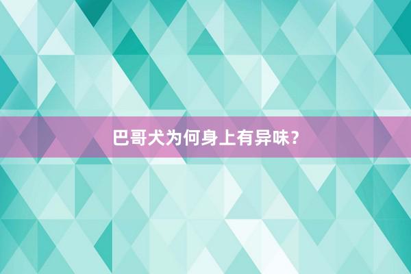 巴哥犬为何身上有异味？